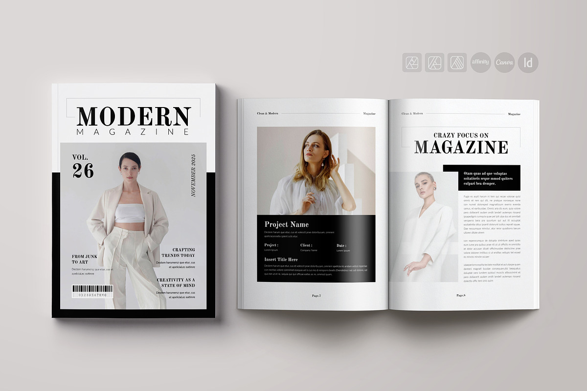 Modern Magazine Design Template, a Magazine Template by Spark_Creative