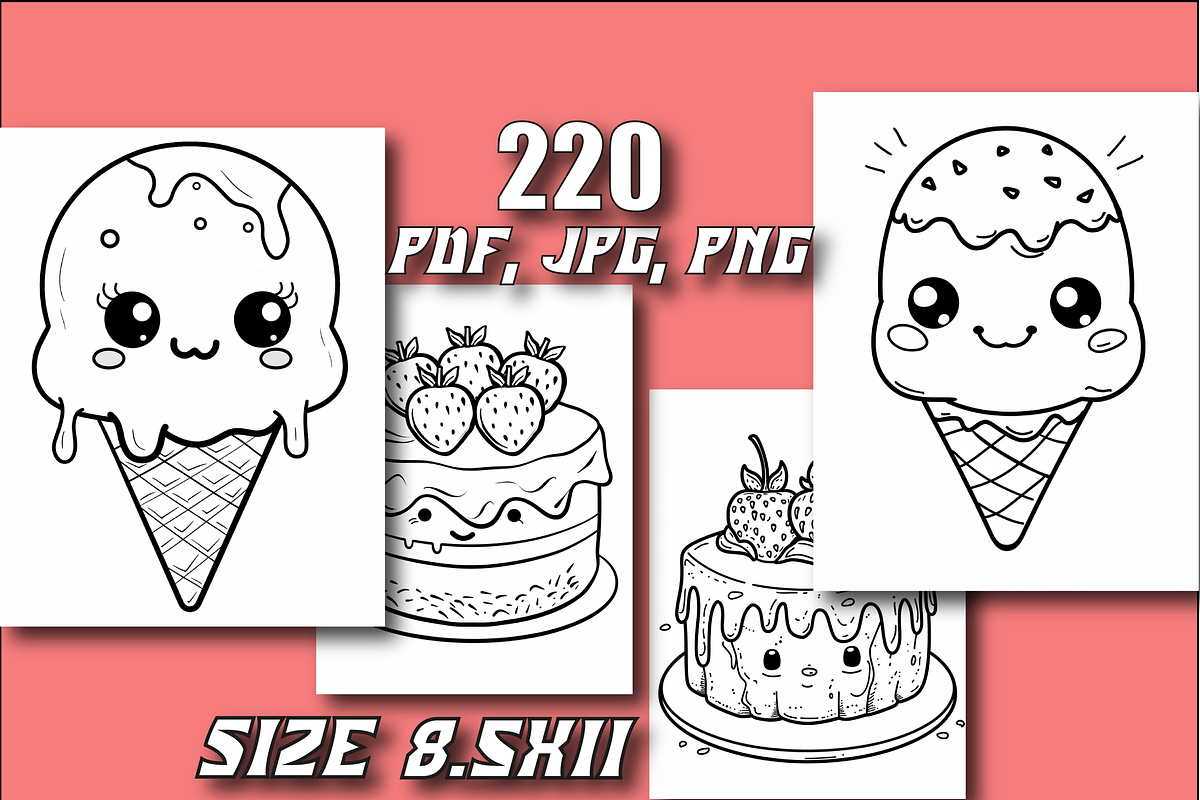 Cute Kawaii Food Coloring Book, an Animal Illustration by Printable Design Store (Photo 5 of 7)