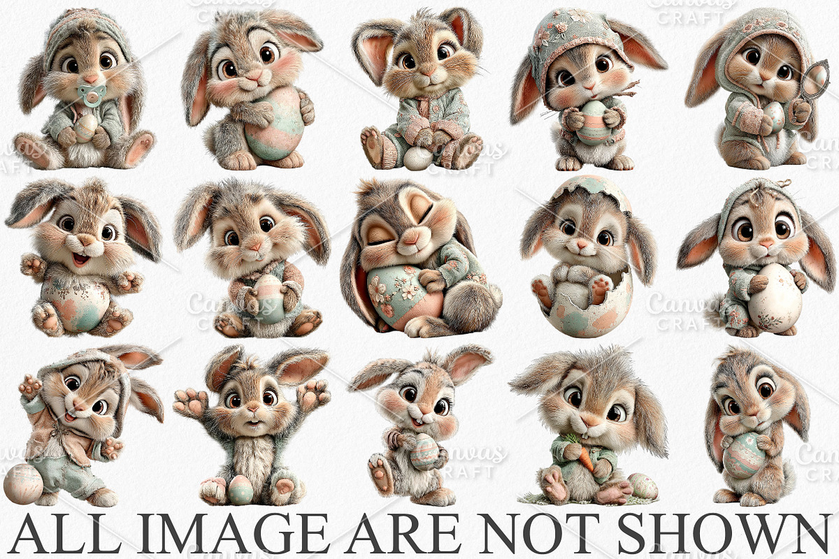 Easter Baby Bunny Clipart Bundle, an Illustration by Canvas Craft (Photo 3 of 7)