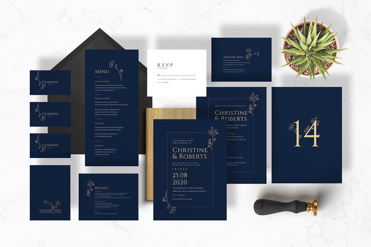 Navy Elegant Wedding Suite, an Invitation Template by Azka Creative (Photo 1 of 5)
