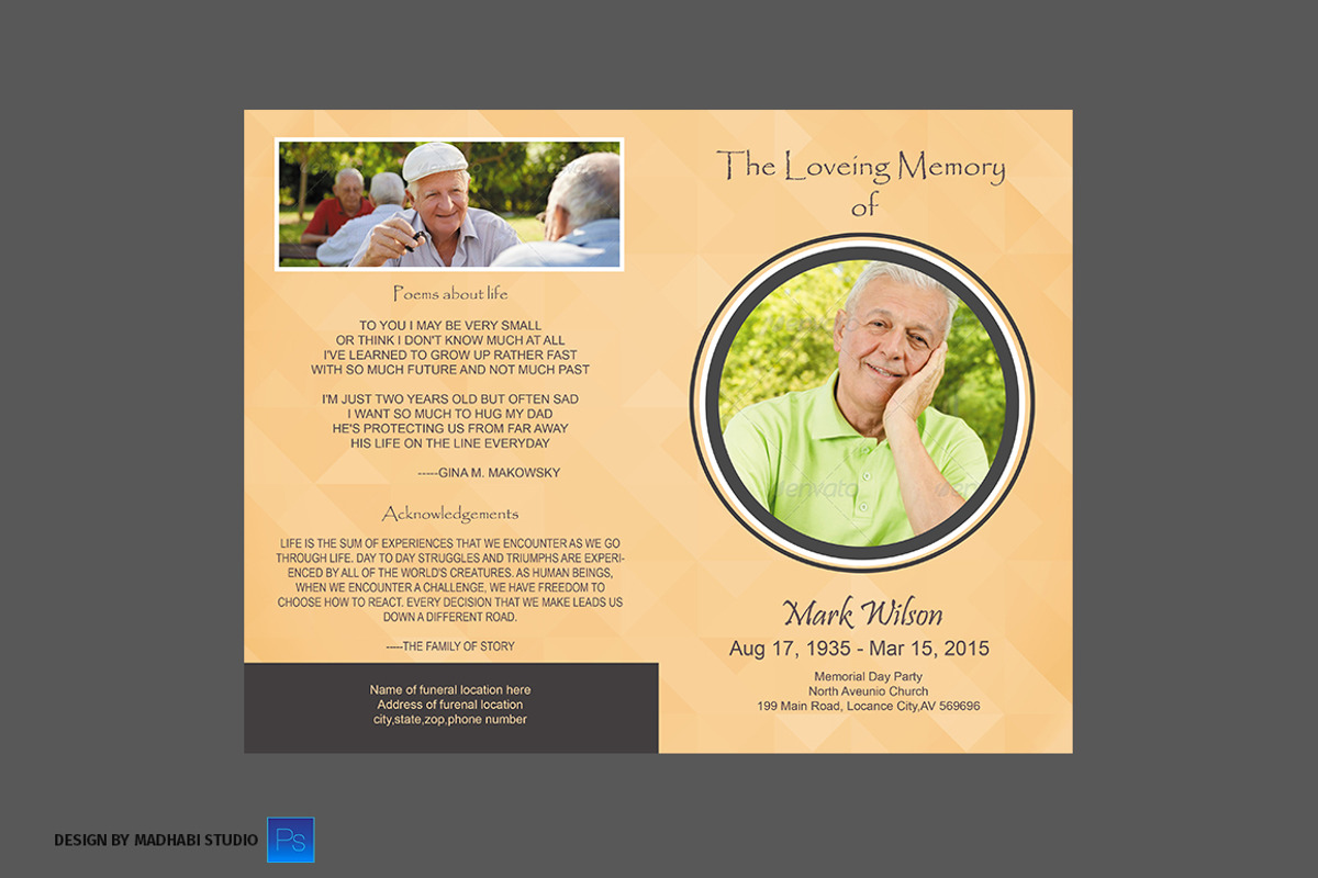Funeral Program Template Simple, a Brochure Template by Madhabi Studio (Photo 2 of 7)