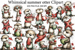 Whimsical summer otter Clipart, an Illustration by Designworld