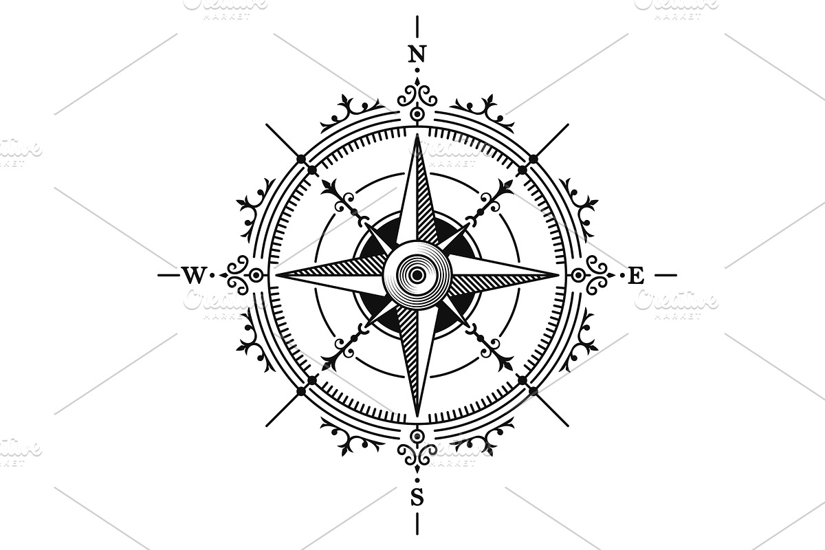 Navigation Compass Icon on White, an Object Illustration by in8finity