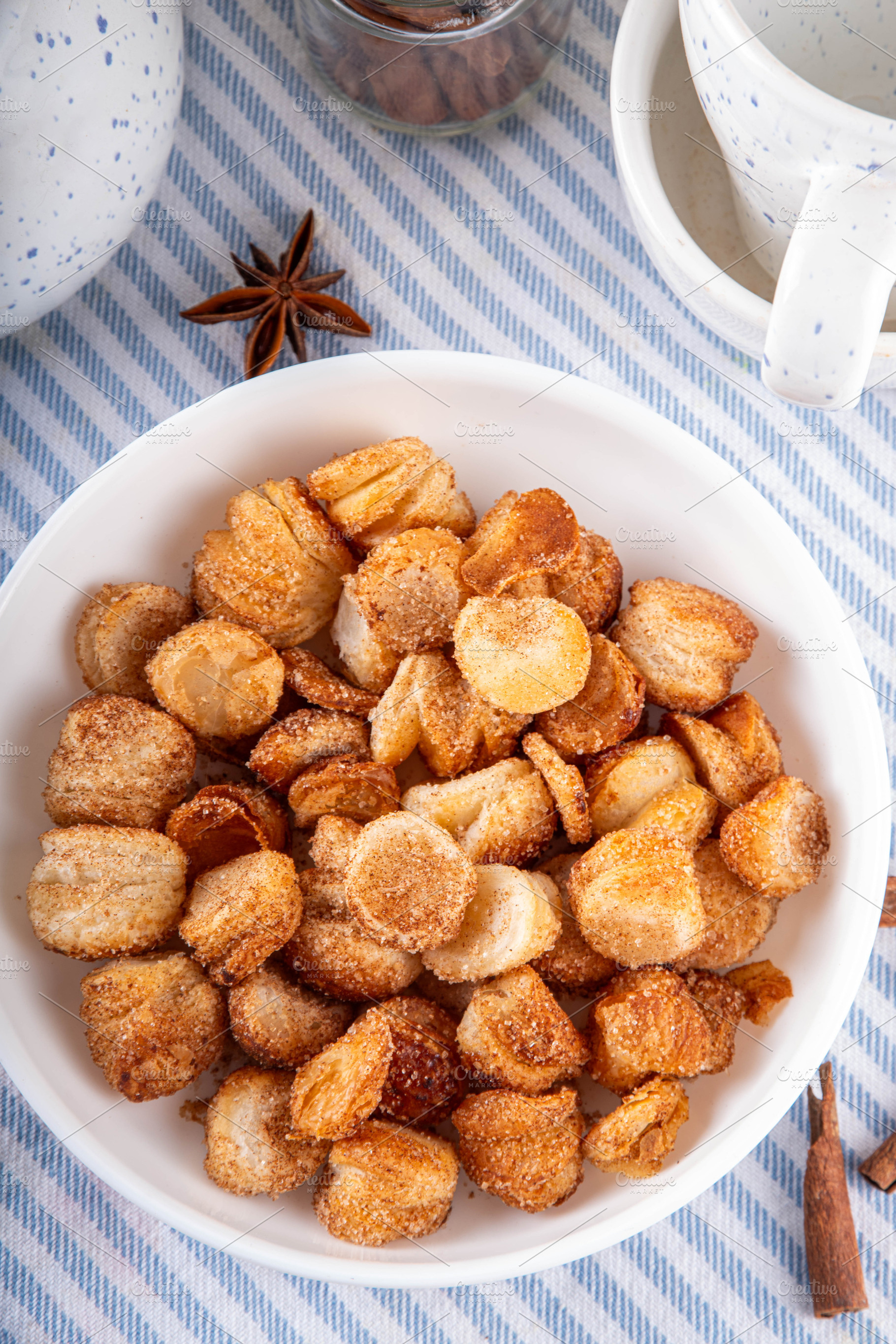 Fresh baked Cinnamon Sugar Croissant Cronut Doughnuts, a Food & Drink Photo by Rimma