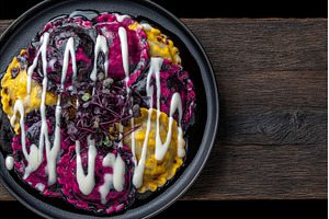 Dumplings in rainbow colors topped, a Food & Drink Photo by ZinetroN