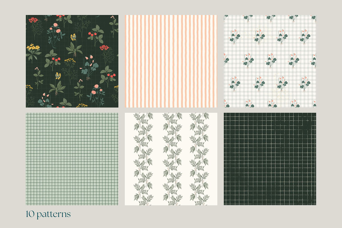 Cottage Garden. Floral & bows, a Pattern Graphic by PaperJamLab (Photo 3 of 13)