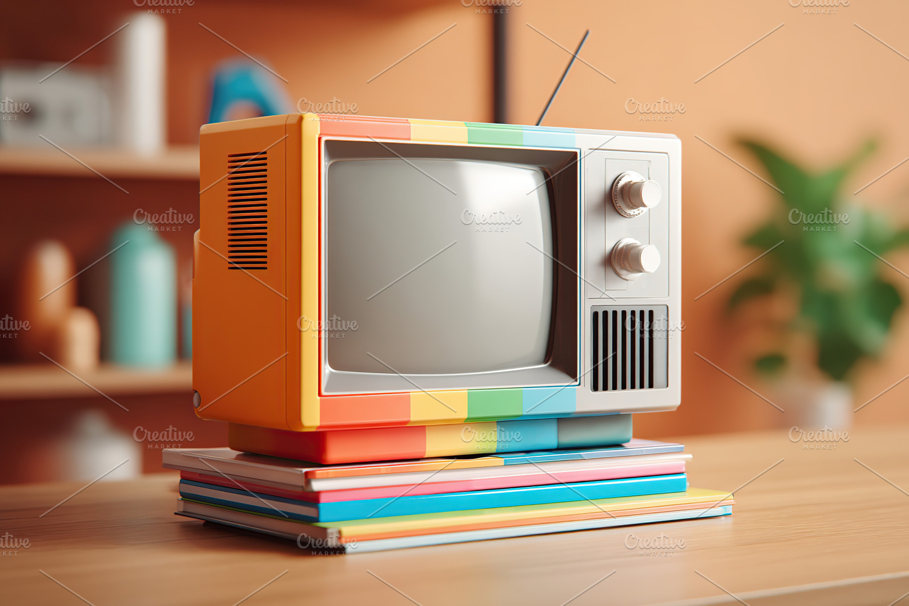 VHS tape rests on modern flat-screen in nostalgic living room setting, a Photo by AlyaAnd