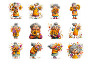Whimsical spring garden grandma clip, an Illustration by SinaCreation (Thumbnail 2 of 11)