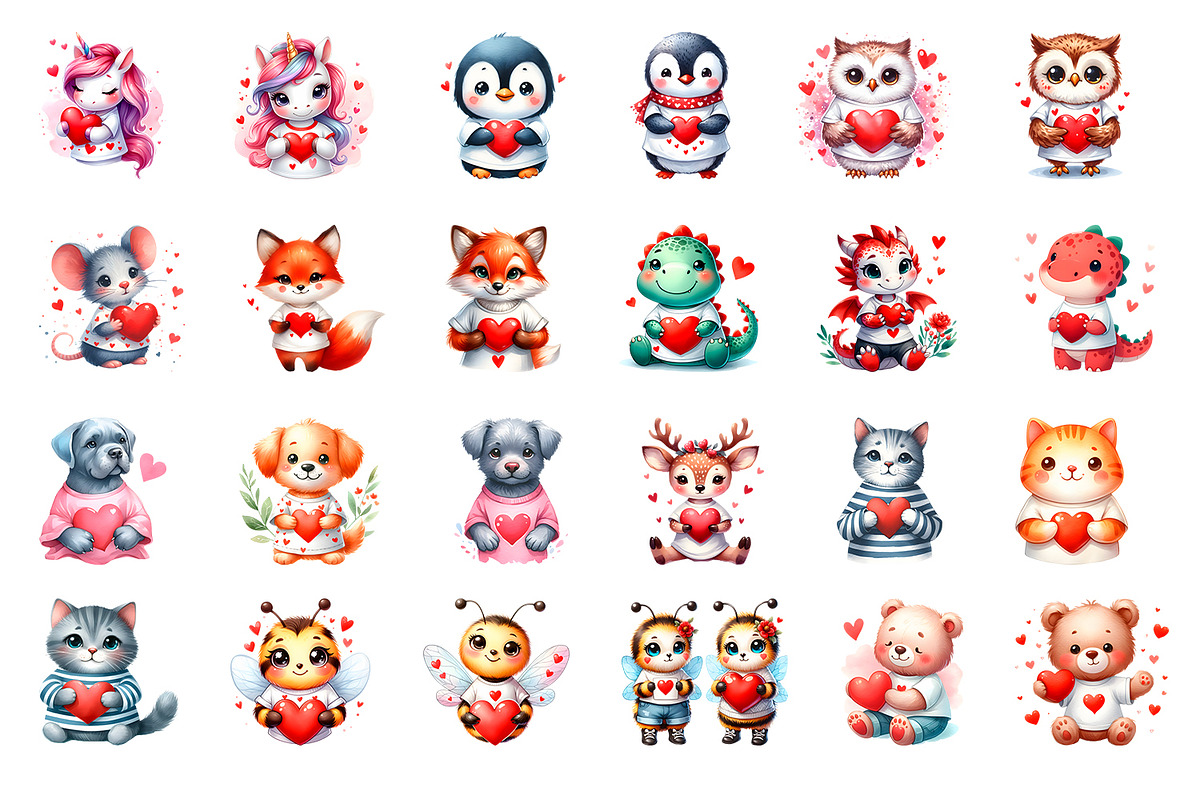 Funny animal clipart|Cute heart, an Animal Illustration by ElenazlataArt (Photo 2 of 5)