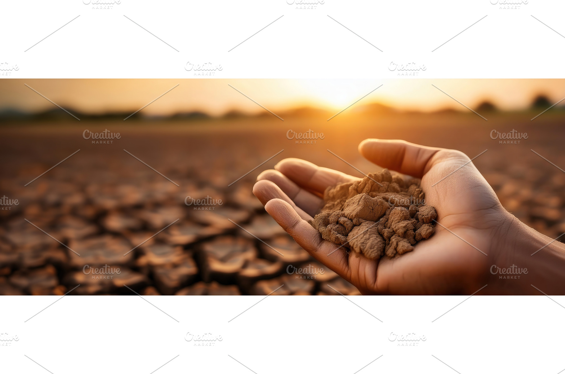 Hand holding dry soil against a, a Background Photo by Igor Tichonow