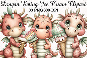 Quirky Dragon Eating Ice Cream PNG, an Animal Illustration by RobertsArt (Thumbnail 1 of 4)