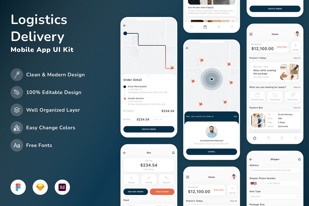 Logistics & Delivery App UI Kit, an UI Kit Template by Betush (Photo 1 of 2)