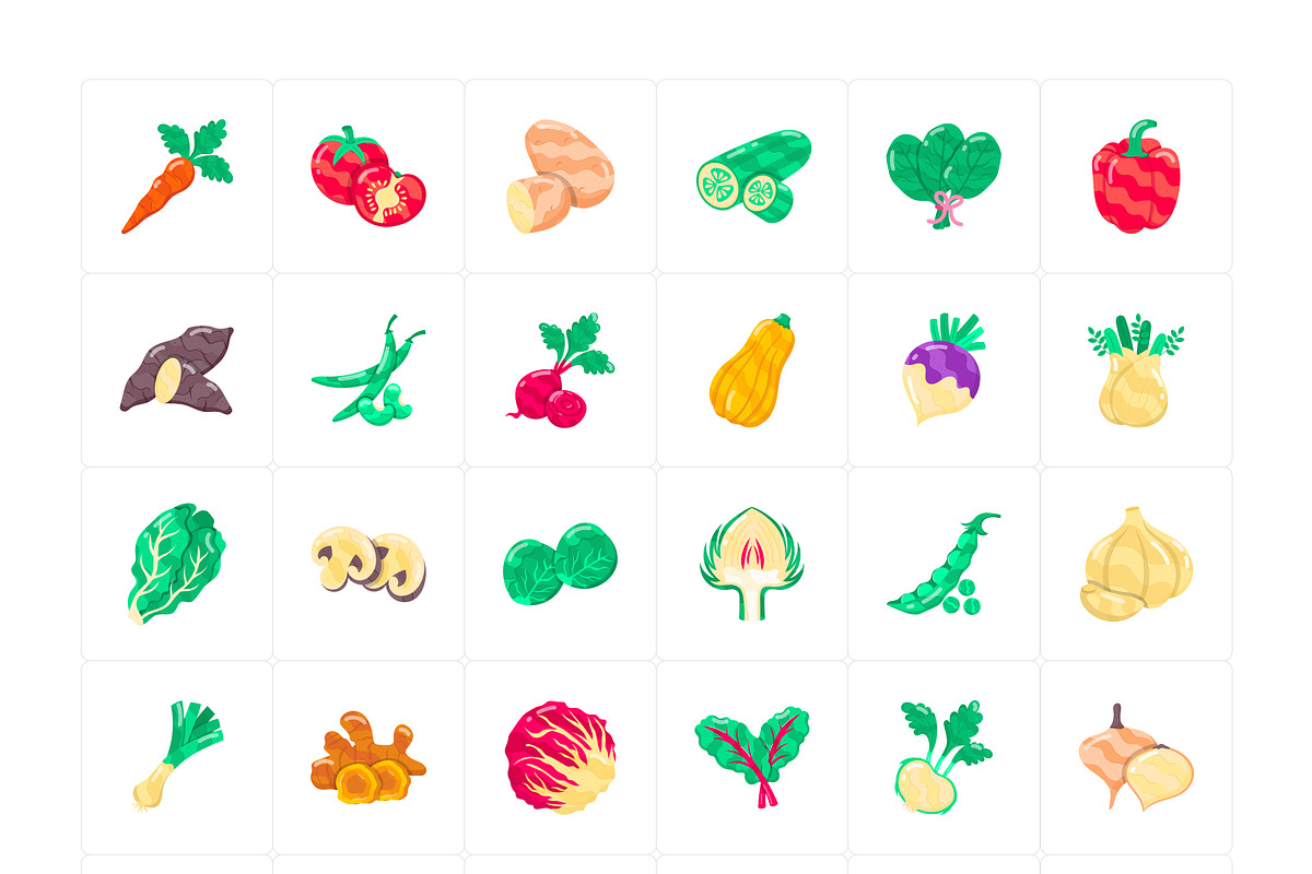 Flat Vegetable Stickers, a Duotone Icon by Vectors Market (Photo 6 of 6)