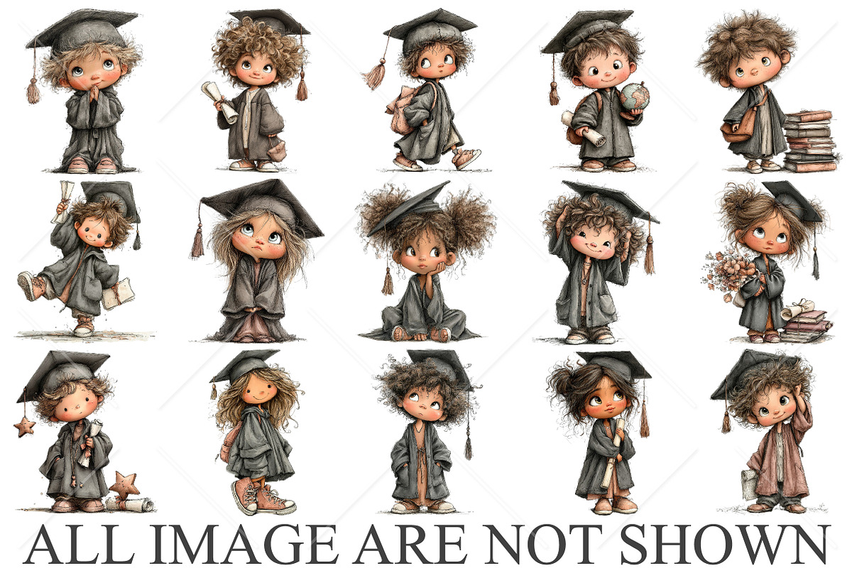 Whimsical Graduate Girl Boy Clipart, a Seasonal Illustration by Canvas Craft (Photo 4 of 10)