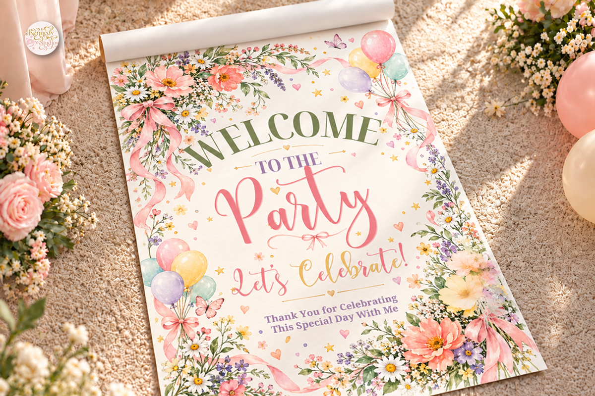 Birthday Welcome Sign Canva Template, a Marketing Template by KennedyStudio (Photo 2 of 6)