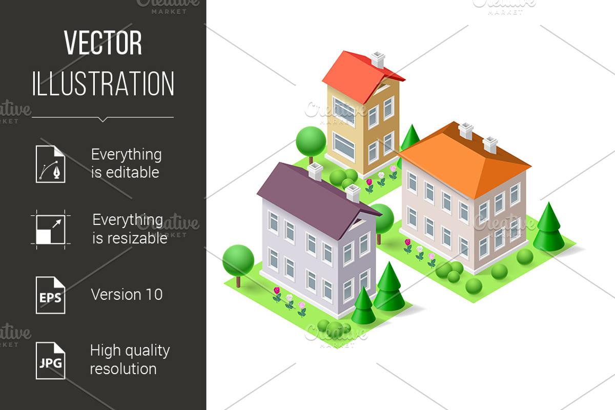 Isometric buildings, a Graphic by DvargShop