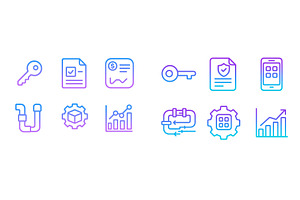 Illustration of various icons, a Technology Illustration by ZinetroN