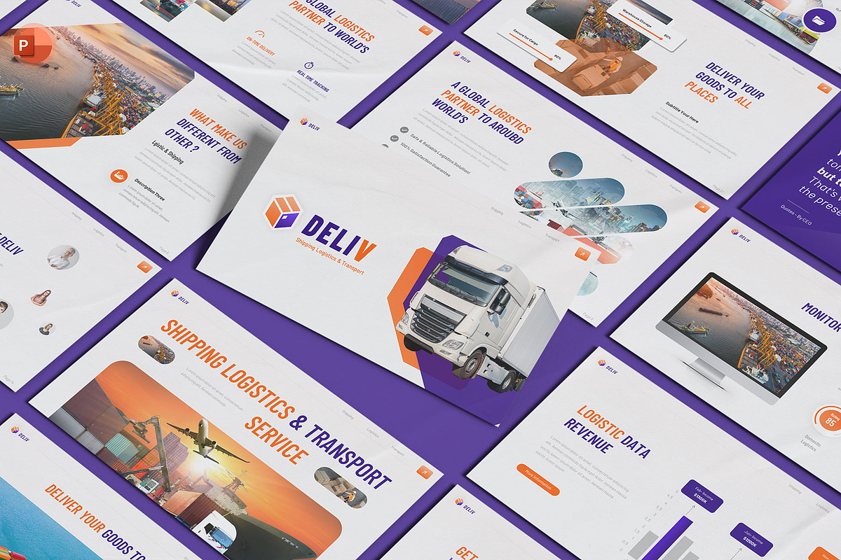 Logistics & Transport PowerPoint, a Presentation Template by Pixslides (Photo 1 of 7)