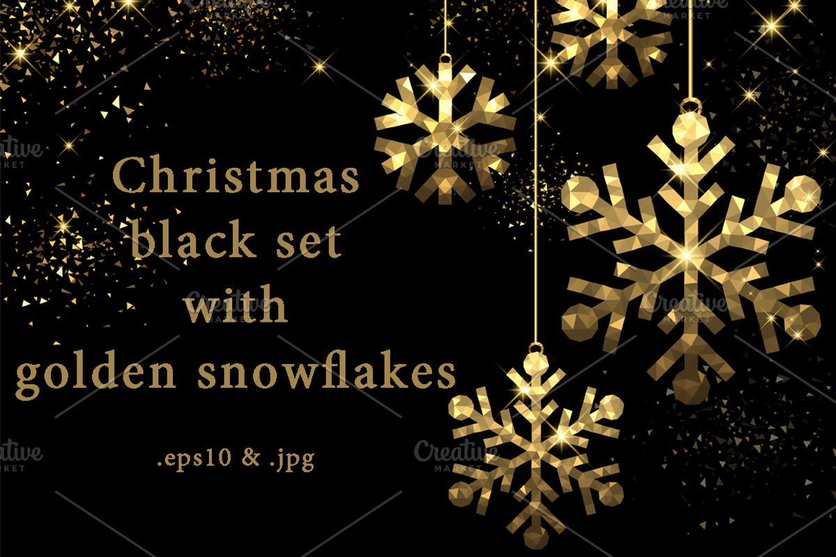 Christmas golden snowflakes set, a Decorative Illustration by Vjom (Photo 1 of 6)
