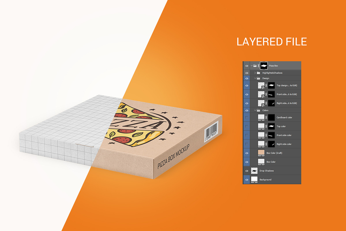 Kraft Pizza Box Mockup, a Cups & Container Mockup by ShooShooShop (Photo 2 of 4)