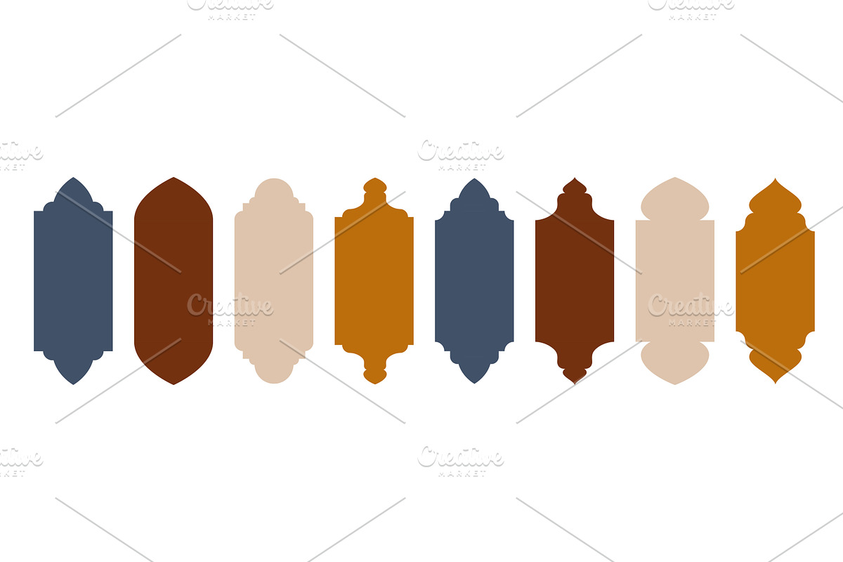 Islamic window frames set isolated, an Illustration by art PVP - market