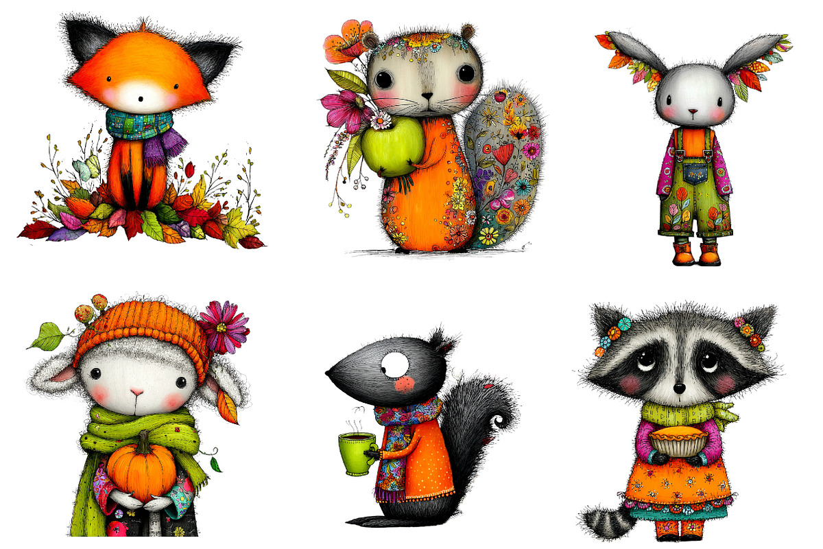 Autumn woodland animals clip art, an Illustration by CreationArt (Photo 2 of 5)