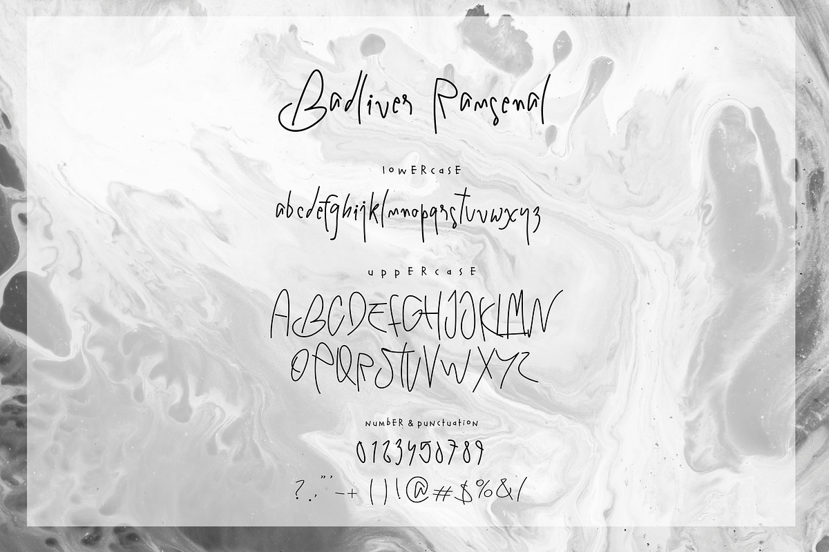 Badliver Ramsenal Handwriting Font, a Script Font by Maxim apperian (Photo 7 of 7)