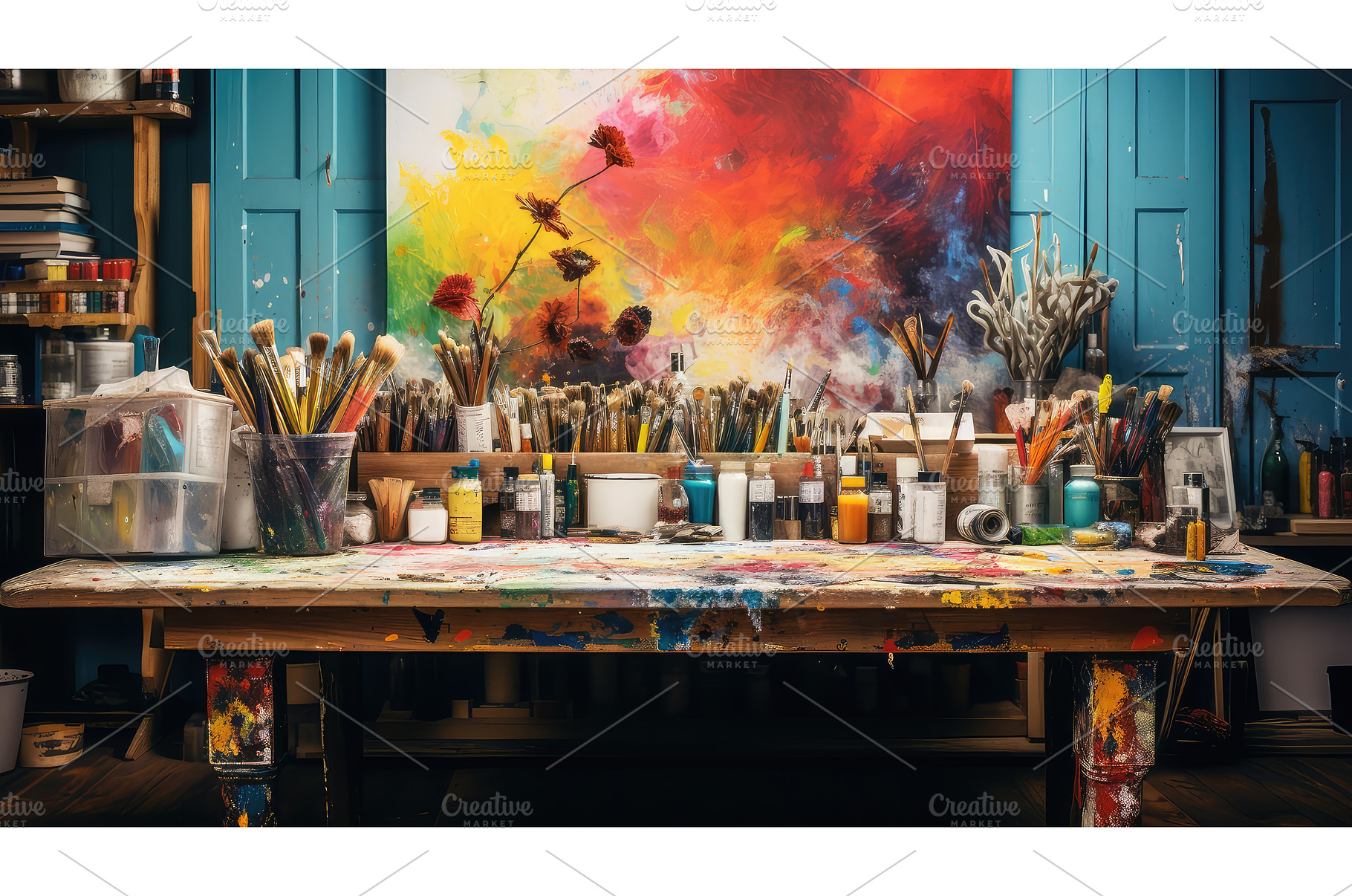 laptop work table background ai, a Technology Photo by pikepicture