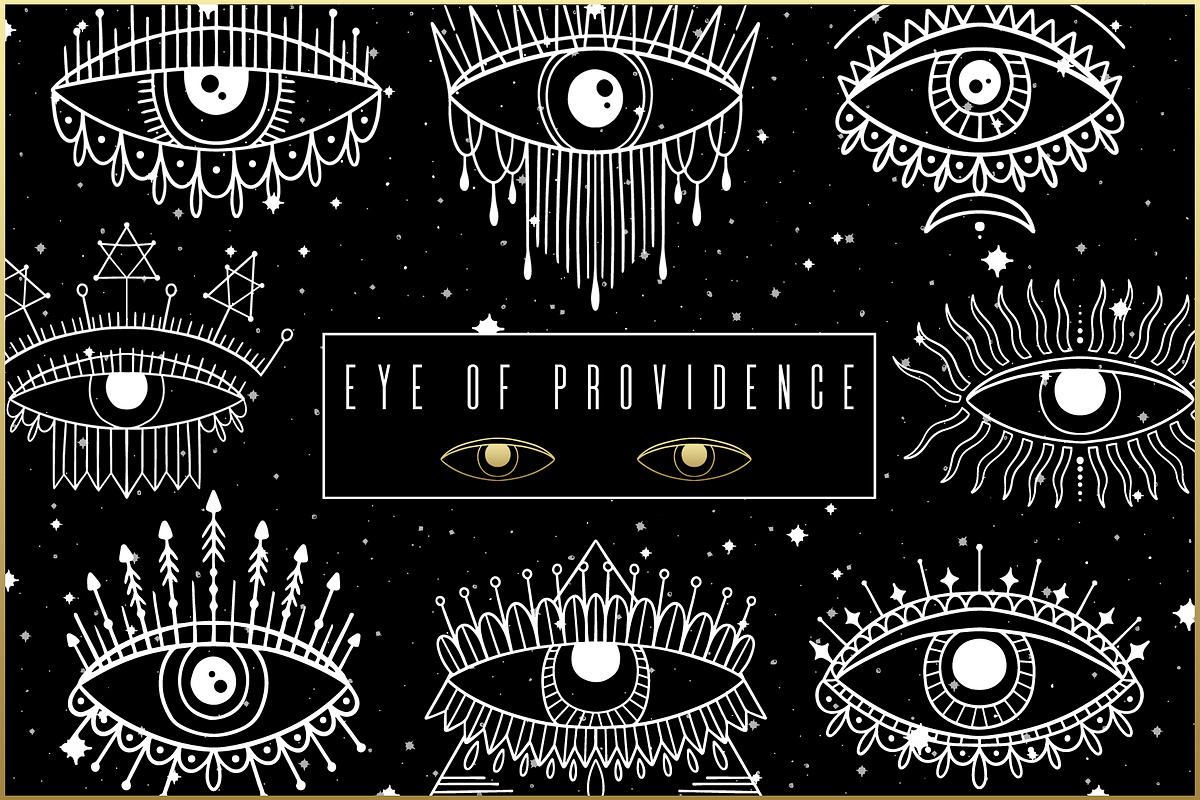 Eye of providence. Ink graphic set., a Decorative Illustration by Moonflora (Photo 1 of 7)