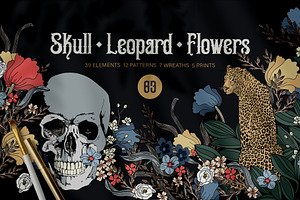 Skull Leopard Flowers