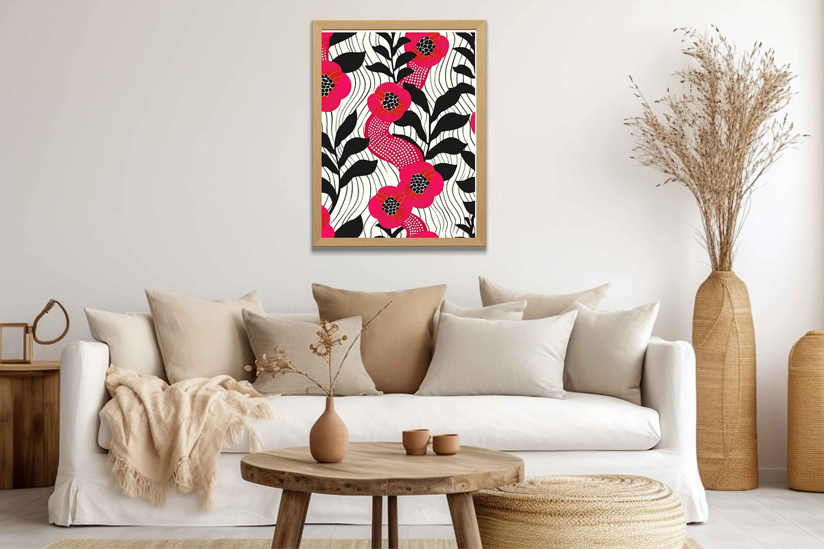 Whimsical Red, Black & White Flowers, a Pattern Graphic by Pattern Whimsy