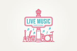 music festival line art icon logo, a Branding & Logo Template by Blazybone