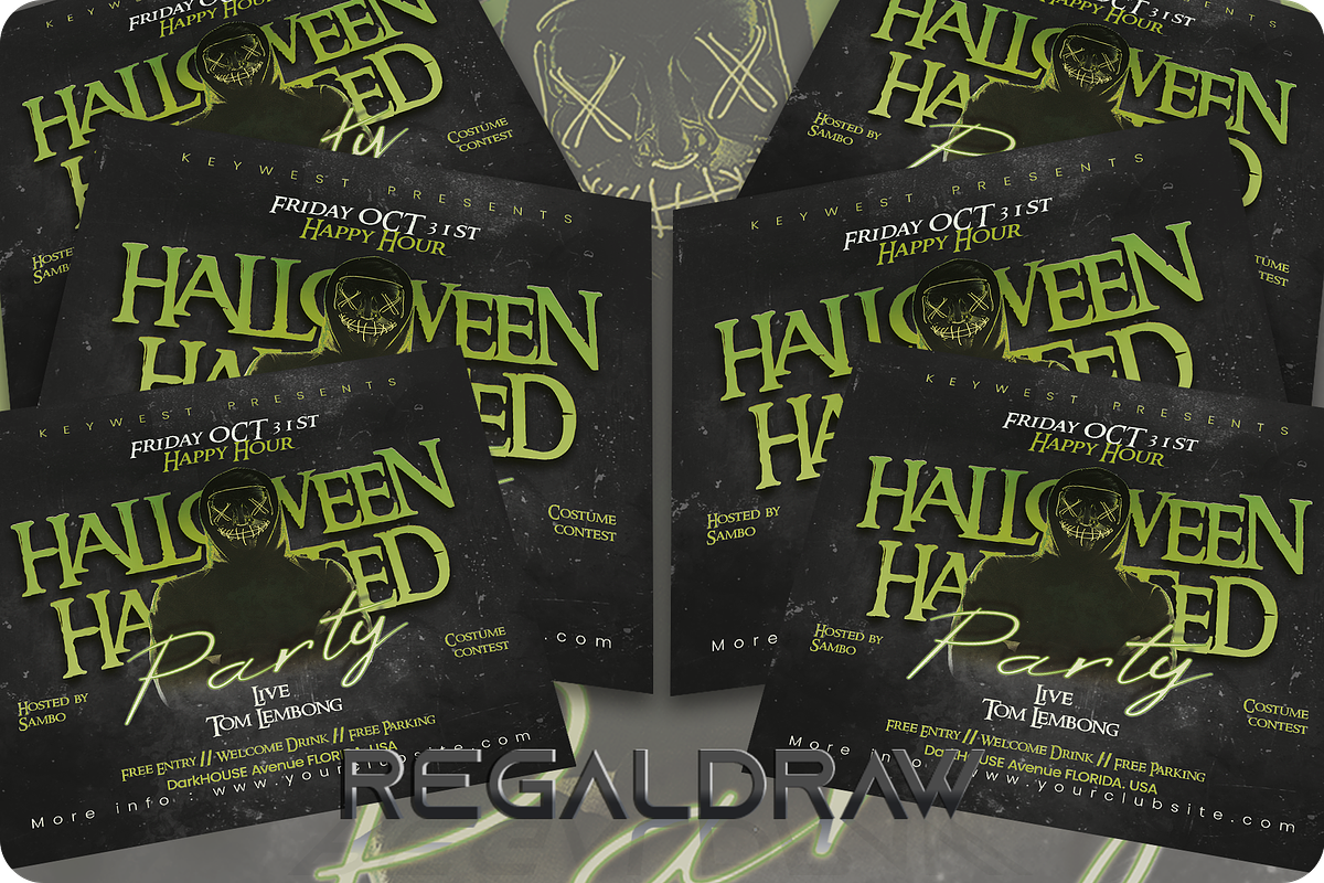 Halloween Haunted Party Flyer, a Flyer Template by regalDRAW (Photo 3 of 3)