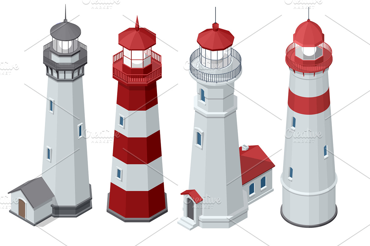 A set of four detailed Isometric, an Object Illustration by Golden Sikorka