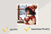 WHIMSICAL WINDOWSILL GIRL CLIPART, a Person Illustration by Daring Digies (Thumbnail 5 of 7)