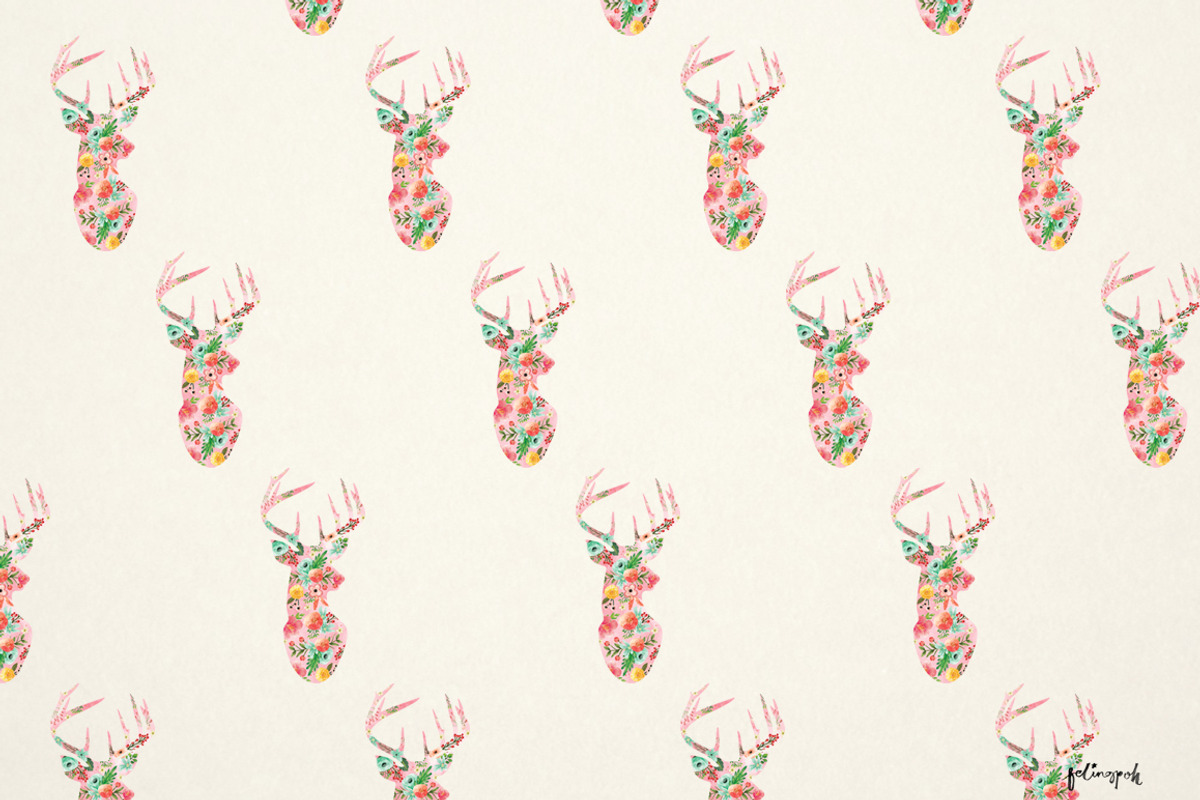Watercolor Deer Flowery-Filled, an Illustration by hellopop design (Photo 3 of 3)