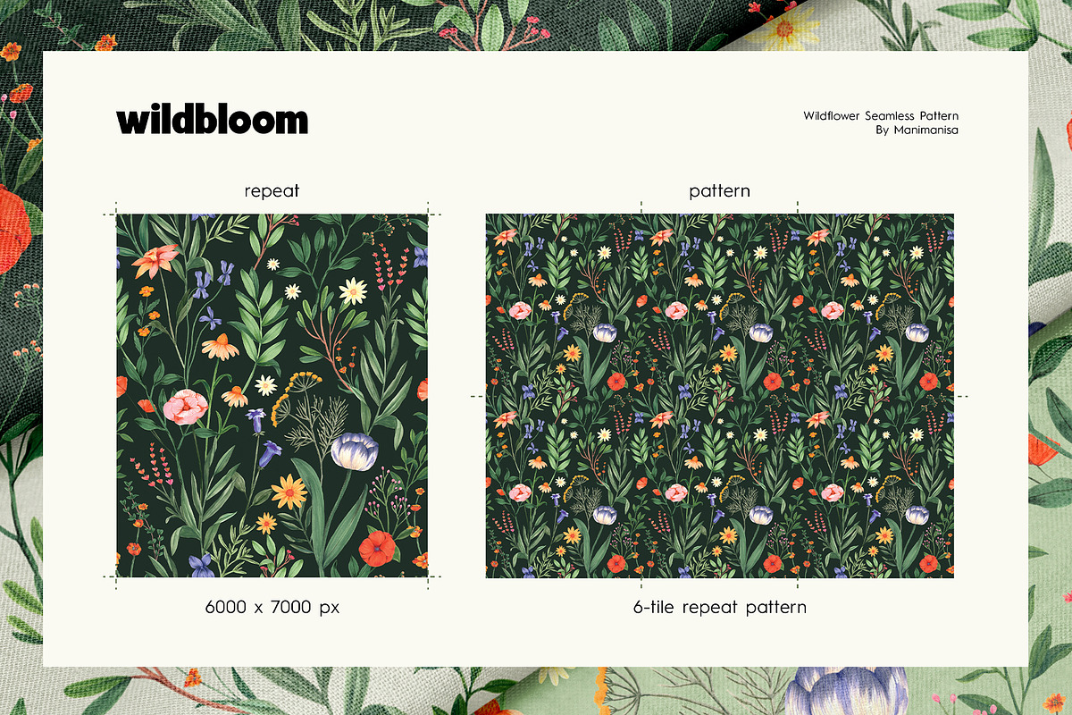 Wildbloom Botanical Pattern, a Pattern Graphic by Manimanisa (Photo 5 of 10)