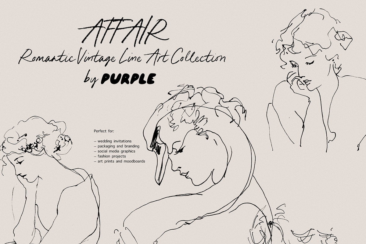 Affair: Romantic Vintage Line Art, a Decorative Illustration by Purple (Photo 5 of 13)