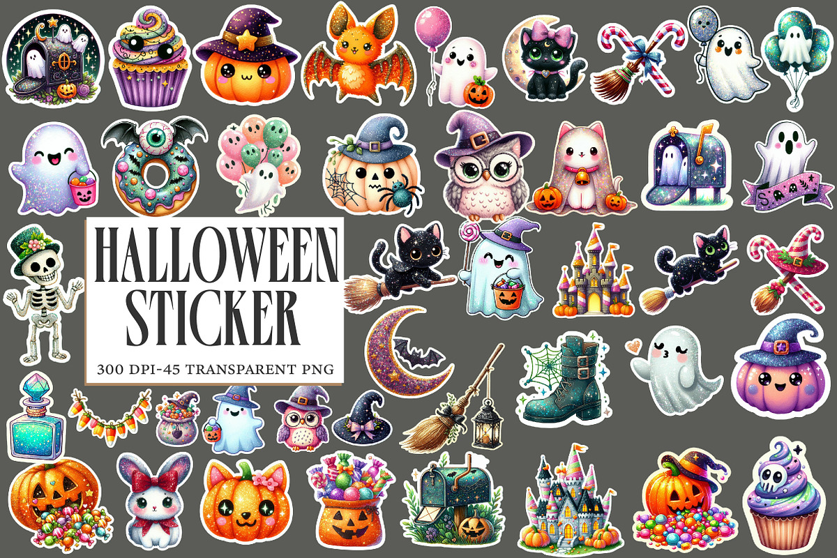 Halloween Sticker Png Bundle, an Illustration by Designworld (Photo 1 of 6)