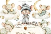 Watercolor Sleeping Mice Clipart, an Animal Illustration by SparkyDesignsUS (Thumbnail 1 of 9)