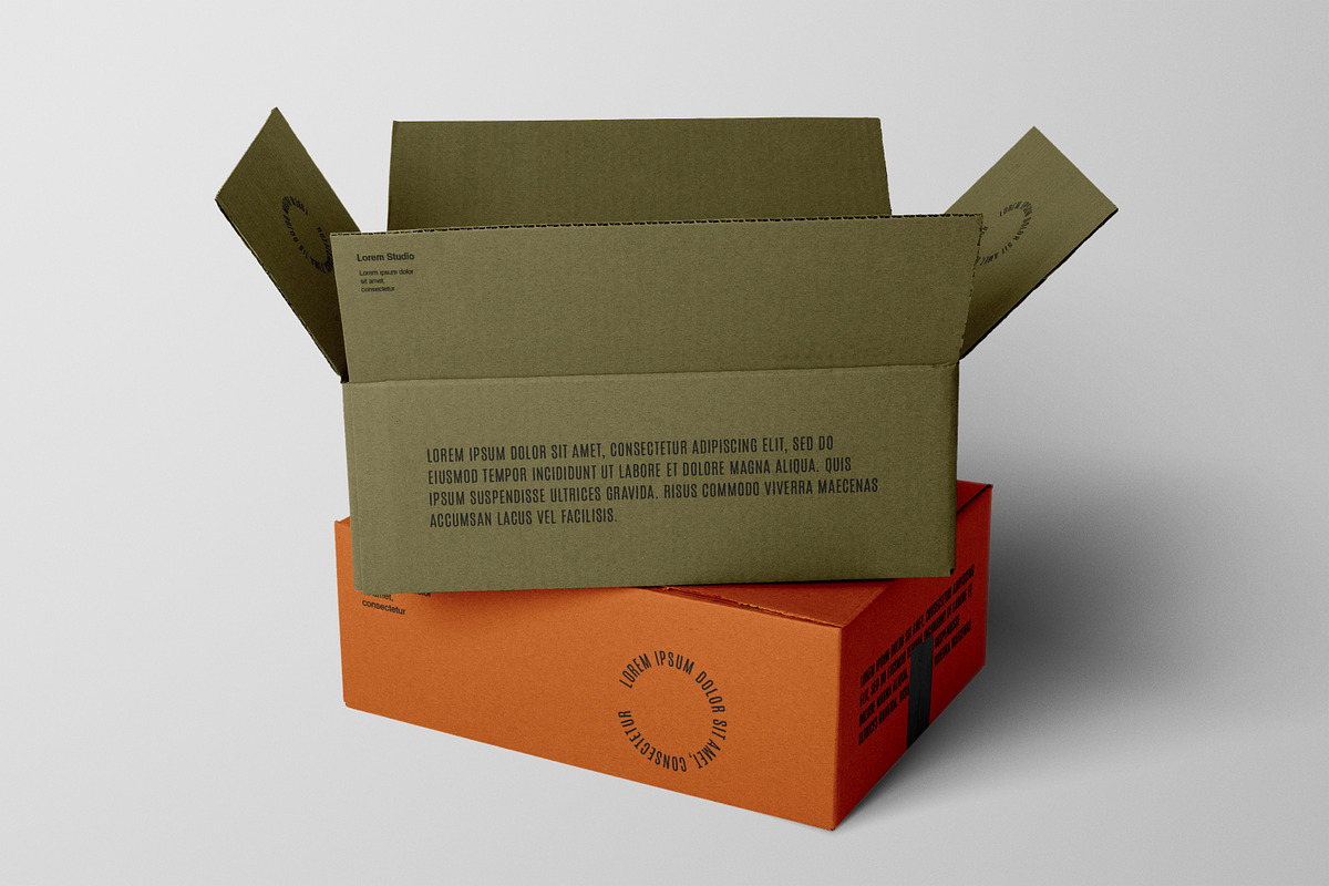 Realistic Carton Box Mockup Kit, a Packaging Mockup by Catkie - Digital Art (Photo 7 of 9)