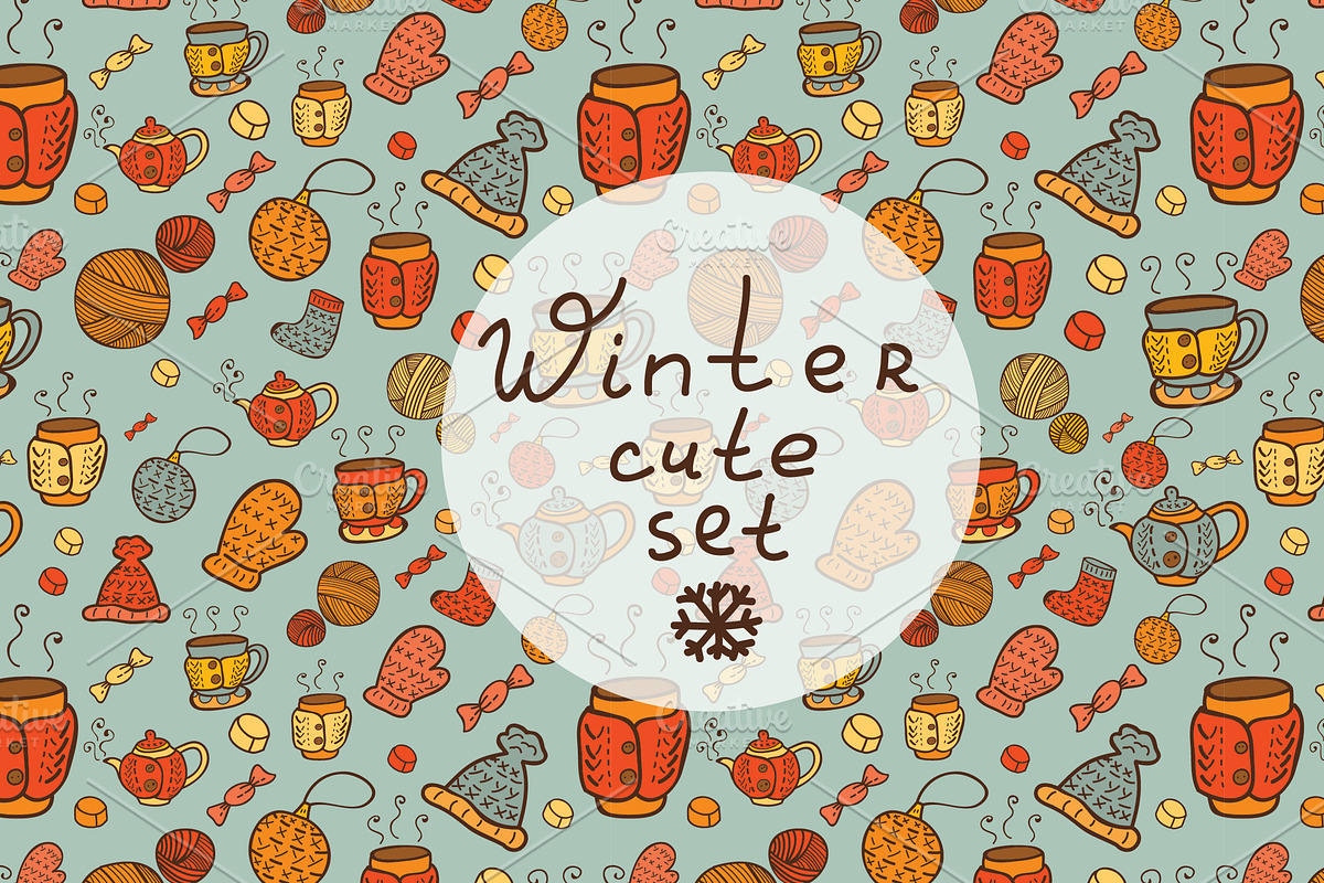 Winter cute patterns + elements.