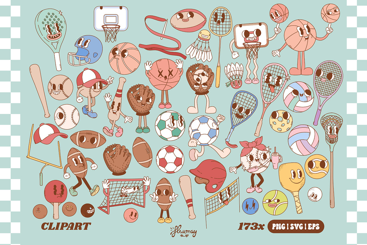 Retro Sport clipart bundle, a Sport Illustration by Huxmay (Photo 2 of 7)