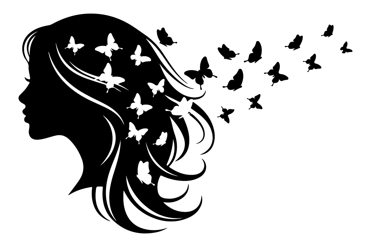 Woman Butterfly Hair Silhouette, an Object 3D Model by yasushie (Photo 3 of 31)