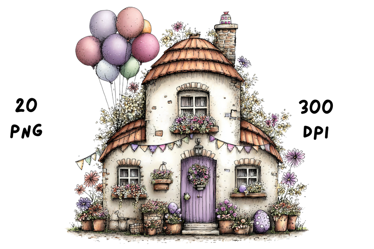 Whimsical Floral Spring House, a Seasonal Illustration by GiraffeCreative (Photo 6 of 20)