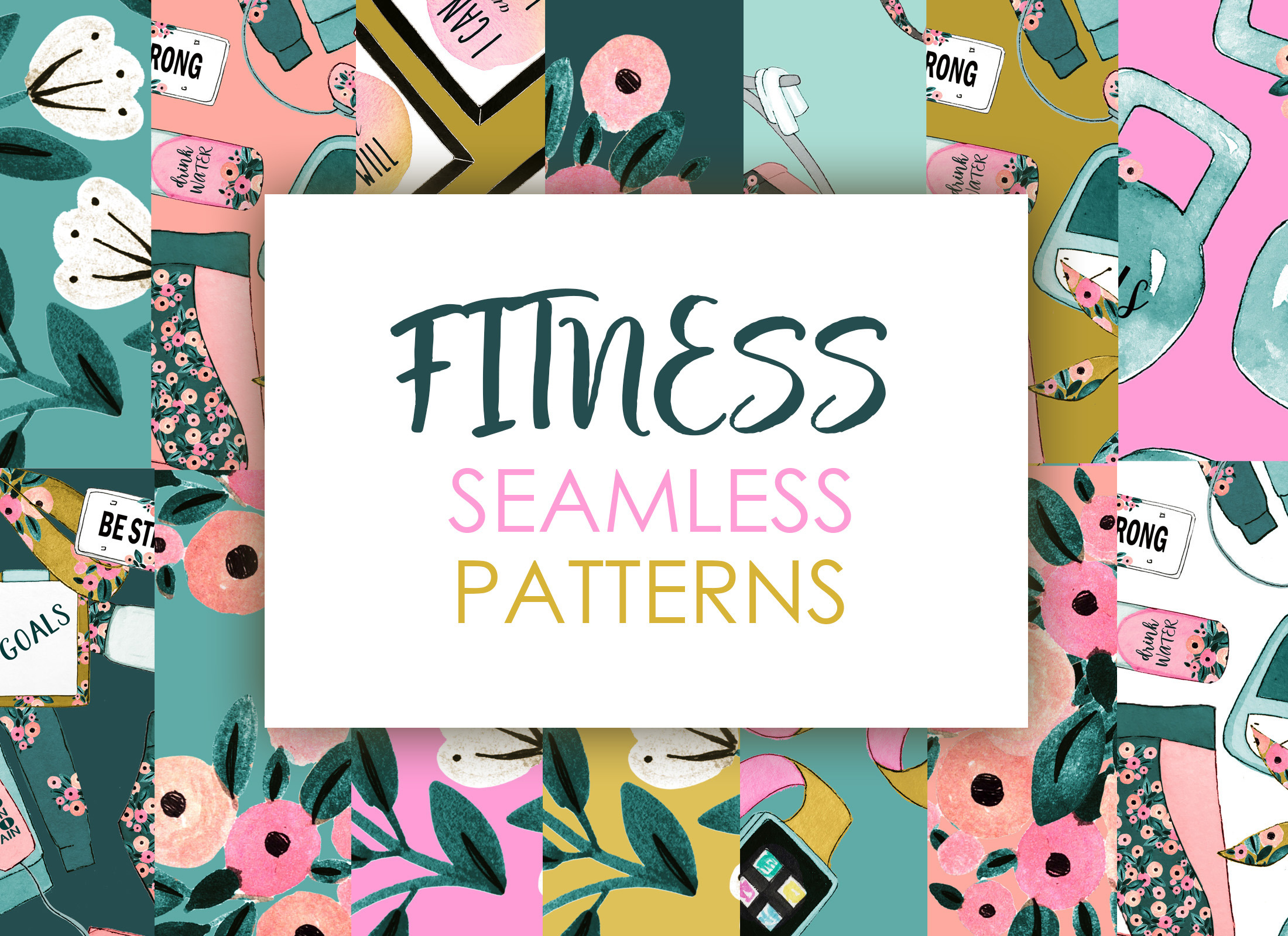 Fitness seamless patterns, a Pattern Graphic by Rosabebe