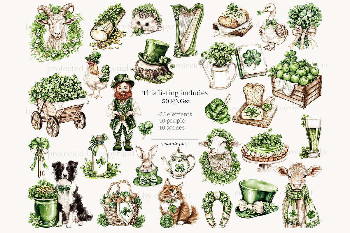 St Patricks Day Clipart, a Person Illustration by GlamArtZhanna (Photo 3 of 8)