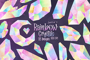Watercolor Rainbow Crystals Set, an Illustration by DigitalArtsi