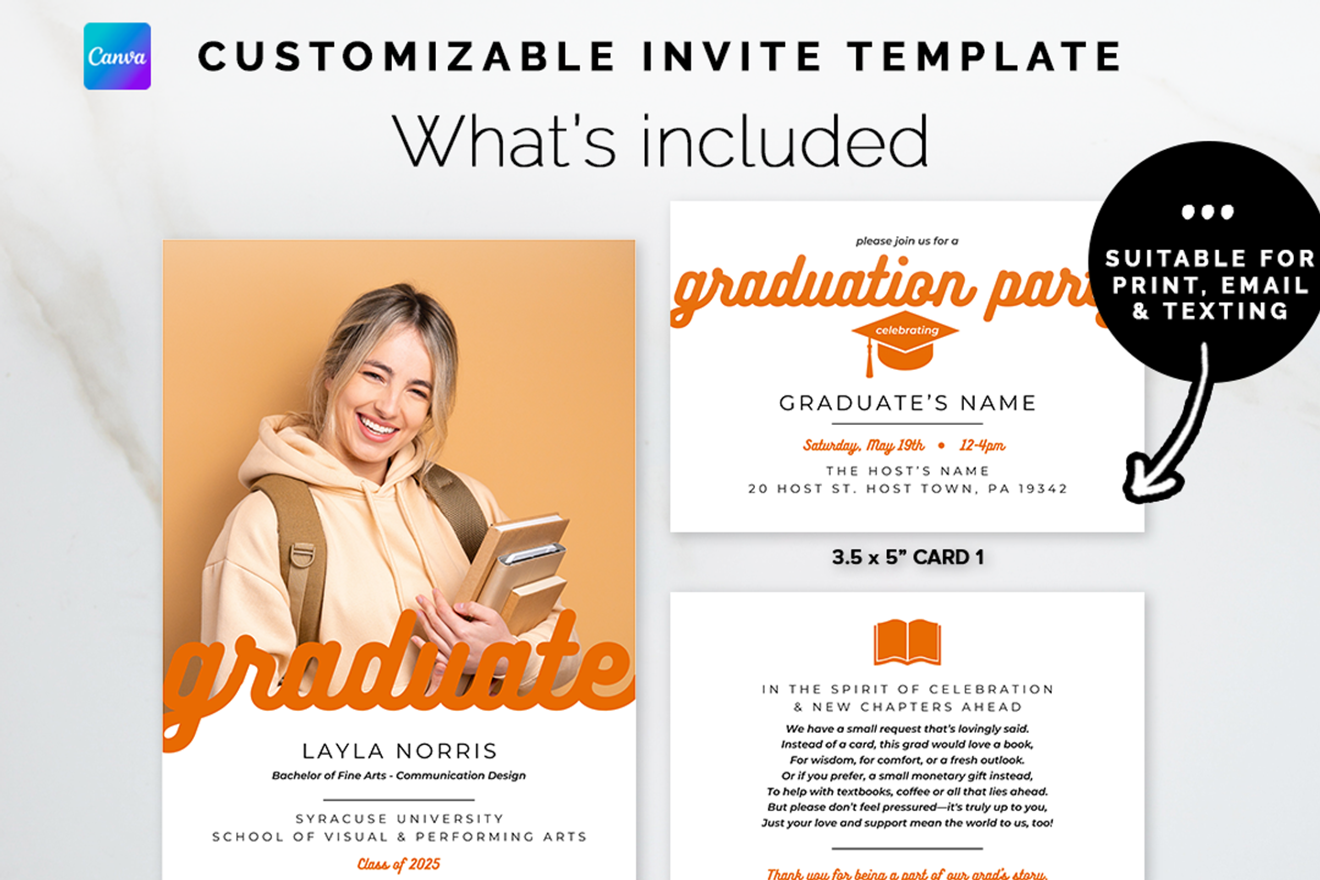 Graduation Announcement Invite, an Invitation Template by Bdemm Studio (Photo 2 of 9)