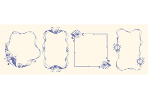 Sketch frames set with seashell, an Animal Illustration by art PVP - market